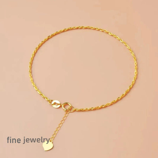Real Real 18K Gold AU750 Twist Bracelet for Women, Exquisite Delicate Gift, Classic Gift, Adjustable Fine Jewelry