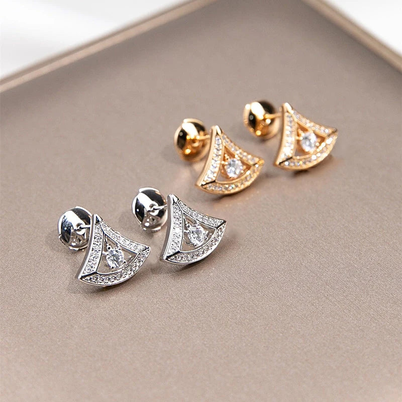 2 sets S925 sterling silver hollow out triangle skirt earrings for women, minimalist fashion brand, gorgeous jewelry banquet gift, new product