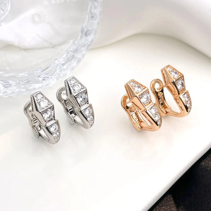 2Sets  High quality women's 925 sterling silver mini snake bone earrings, trend personalized luxury brand jewelry, party gift