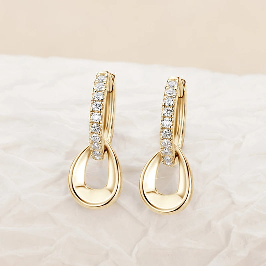 D Moissanite Hoop Earrings, Silver 925 1.3mm Round Cut Certified Jewelry, Detachable Dangle Earrings Gift for Women