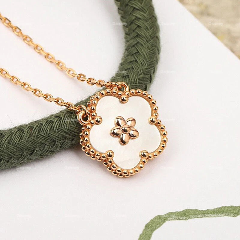 2023 New Rose Gold Natural White Fritillaria Plum Flower Necklace, Women Fashion Luxury Brand Exquisite Jewelry