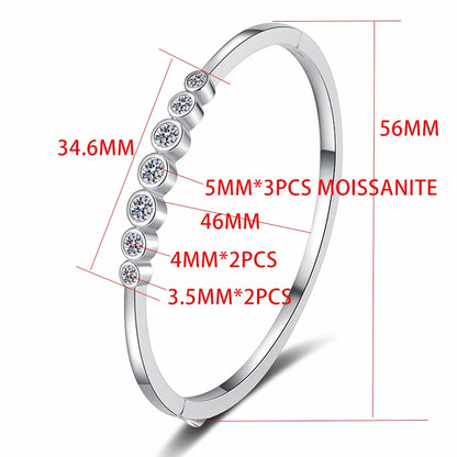 Moissanite Bubble Bangle for Women,  925 Sterling Silver Plated  Bracelet, Charm Jewelry