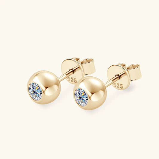 2SETS Women's Moissanite Stud Earrings, 925 Sterling Silver, Ball Shape Earrings, Pendant Piercing, Minimalist Jewelry, 3.5mm