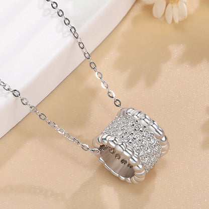 Women's Trendy All 1.5mm Excellent Cut S925 Sterling Silver Moissanite Necklace, Clavicle Chain  Jewelry