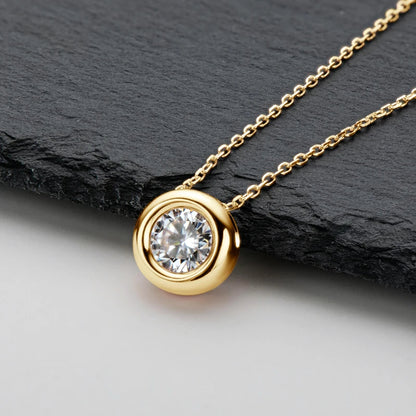 Moissanite Necklace 6.5mm Round Pendant,  Silver 925 Yellow Gold Color Fine Jewelry Wholesale