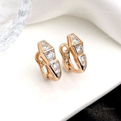 2Sets  High quality women's 925 sterling silver mini snake bone earrings, trend personalized luxury brand jewelry, party gift