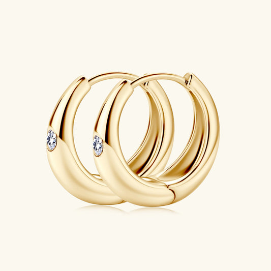 Women's Moissanite Hoop Earrings, 925 Sterling Silver Plated Gold Huggie Hoop Earrings, 2023 Trend Fine Jewelry, 2.5mm
