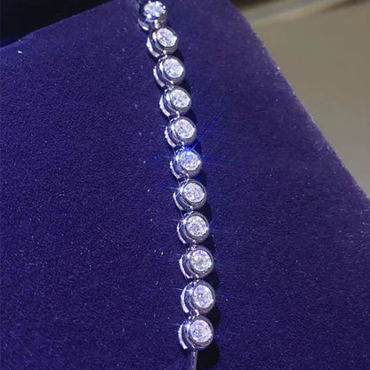 Women's All Brilliant Cut Certified Bubble Moissanite Bracelet, Glass 925 Sterling Silver, Fine Top Quality Jewelry, 3mm