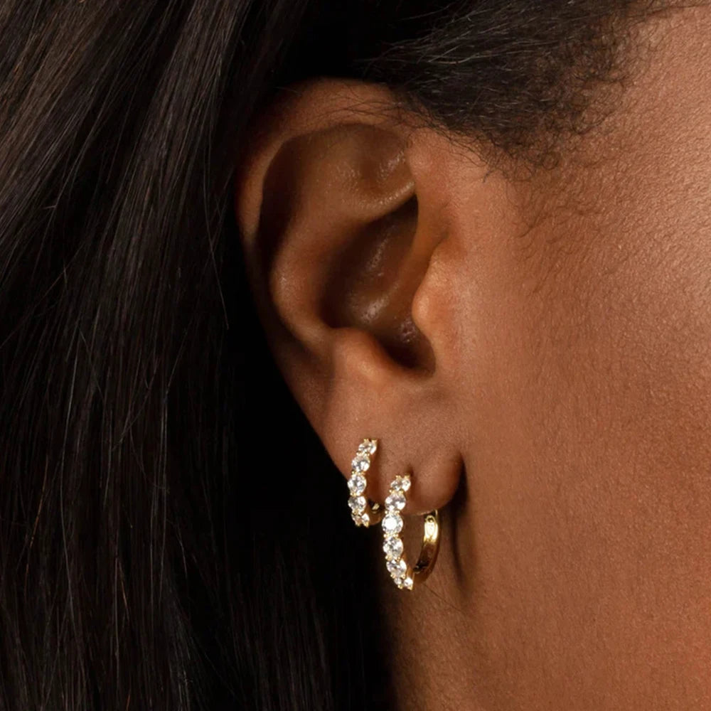 Women's Hoop Earrings, Original 925 Sterling Silver, Real Moissanite Gemstone, 2023 New Product, 8mm, 12mm