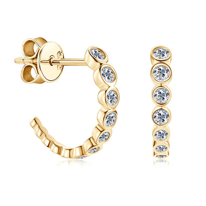 Setting Moissanite Earrings for Women, Luxury C-shaped Earrings, 925 Sterling Silver Piercing Pendant Jewelry Gift
