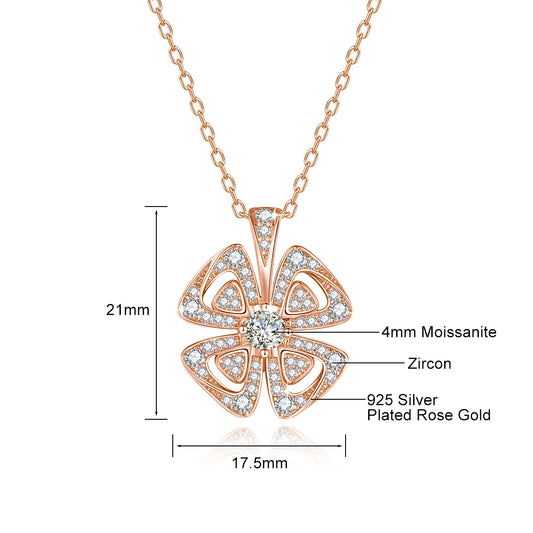 Lucky Four Leaf Necklace, Moissanite D Color, 4mm , Eternal Love Jewelry, Certificate of Sale