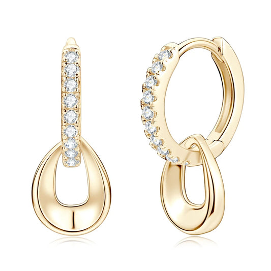 D Moissanite Hoop Earrings, Silver 925 1.3mm Round Cut Certified Jewelry, Detachable Dangle Earrings Gift for Women