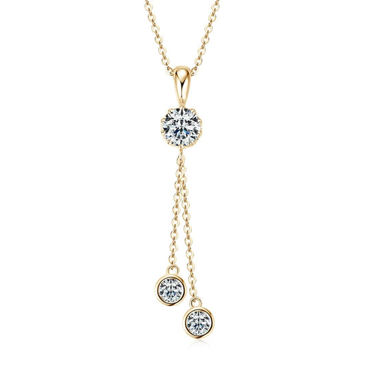 Women's Moissanite Pendant Necklace, Y Shape Tassel Necklace, Original 925 Sterling Silver, Chest Chain Jewelry, D1