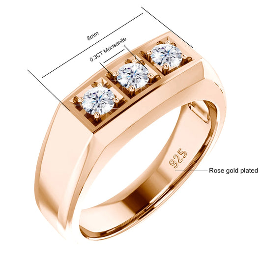 Rose goldLuxury Men's Engagement Ring, Silver 925, Moissanite, Black White ,&nbsp; 585 Colors, Wedding Gift Jewelry