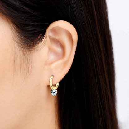 2SETS Solitaire D Moissanite Earrings for Women, 2023 925 Sterling Silver Hoop Earrings,  Gold Plated Earrings for Girls