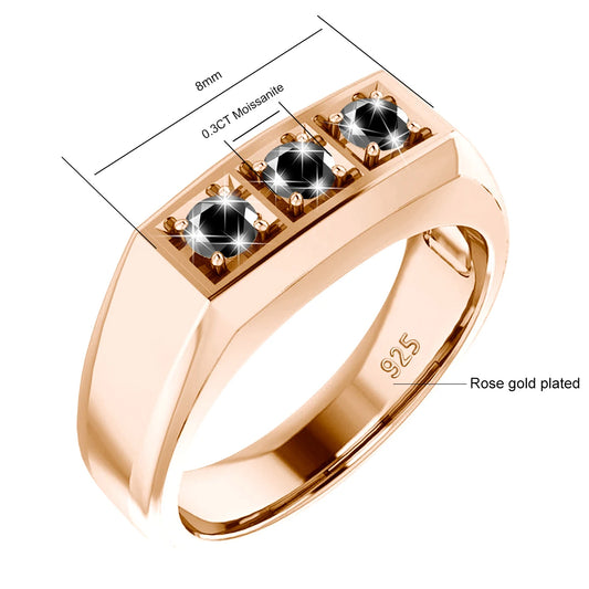 Luxury Men's Engagement Ring, Silver 925, Moissanite, Black White ,&nbsp; 585 Colors, Wedding Gift Jewelry
