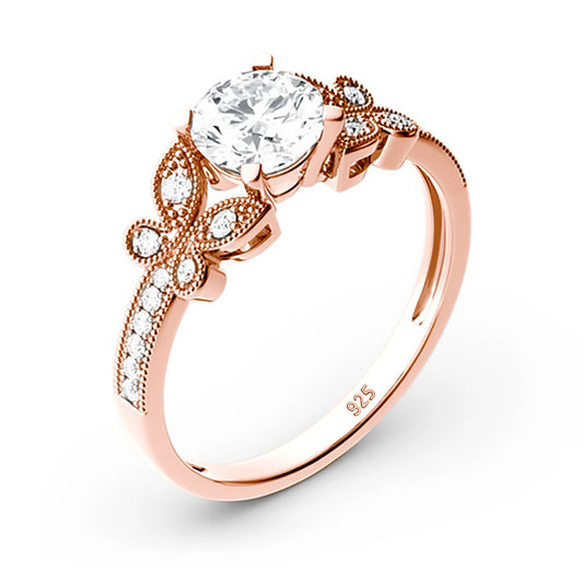 Women's Moissanite Ring, Solid , Engagement Wedding Ring